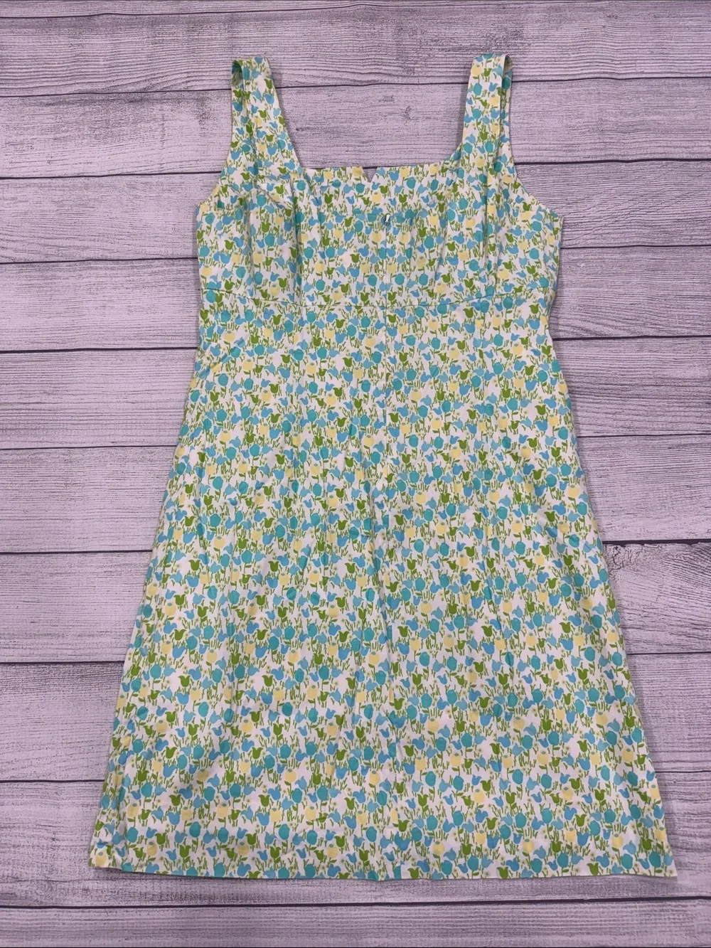 Lilly Pulitzer Women's Size 10 Blue Green Floral Sleeveless Fit & Flare Sundress - Picture 2 of 5